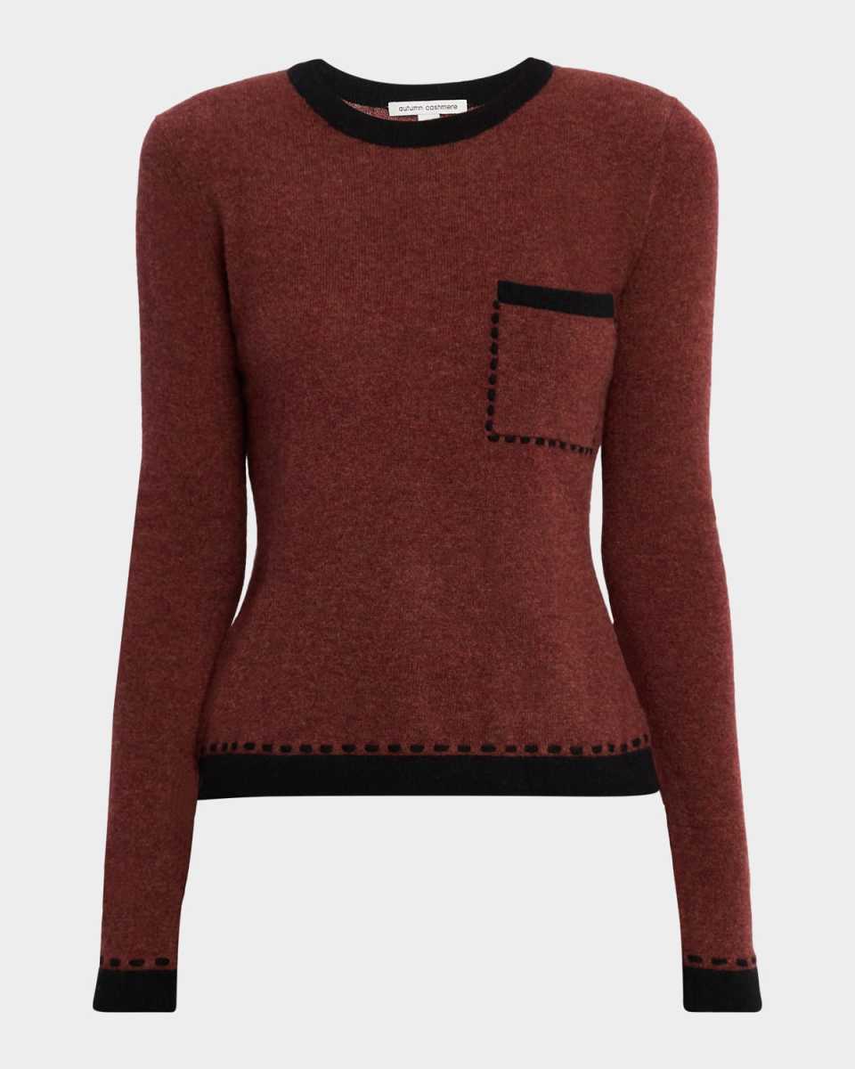 Two-Tone Crewneck Cashmere Sweater